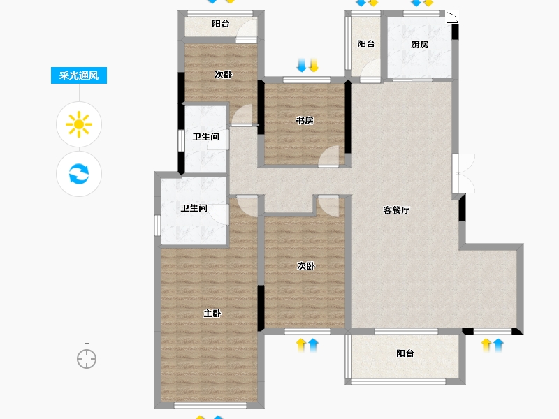 湖南省-长沙市-中航城国际社区-133.68-户型库-采光通风