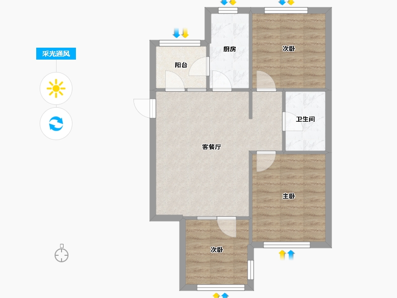 辽宁省-沈阳市-盛世・园田居-63.28-户型库-采光通风