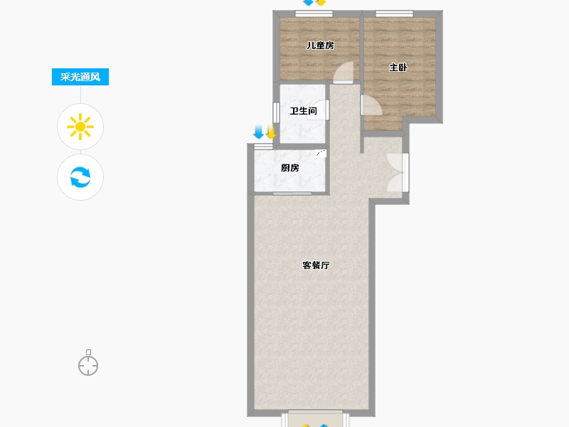 江苏省-南通市-华业玫瑰东筑-74.95-户型库-采光通风