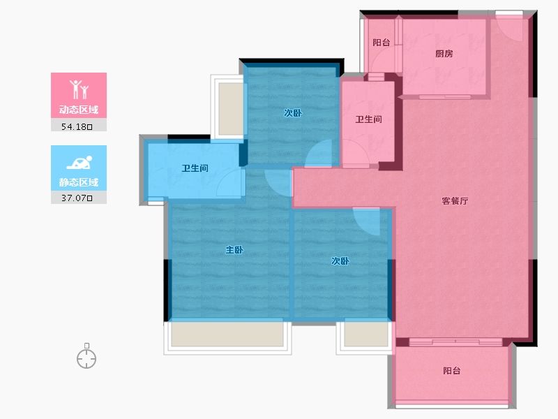 广东省-韶关市-九龙花园-81.91-户型库-动静分区