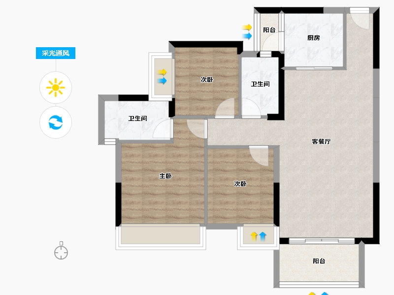 广东省-韶关市-九龙花园-81.91-户型库-采光通风