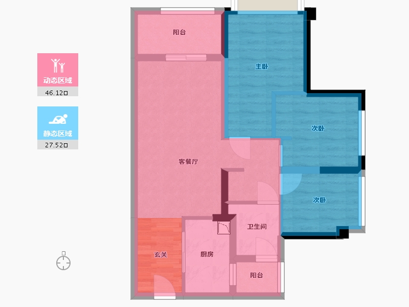 重庆-重庆市-万科招商理想城-64.47-户型库-动静分区