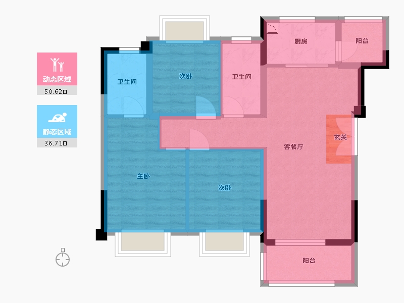 重庆-重庆市-两江科技城|映湖十里-77.65-户型库-动静分区