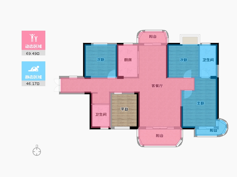 湖南省-长沙市-三润城-111.57-户型库-动静分区