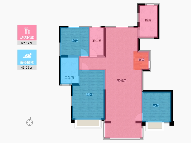 陕西省-西安市-远洋合能枫丹江屿-101.38-户型库-动静分区