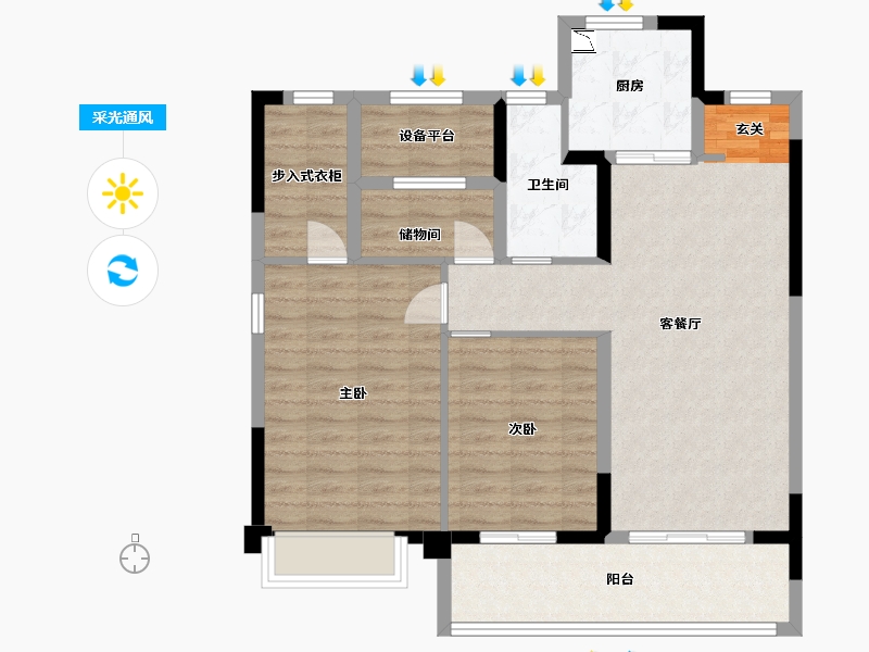 上海-上海市-广宇宝龙・澜湾府邸-89.92-户型库-采光通风