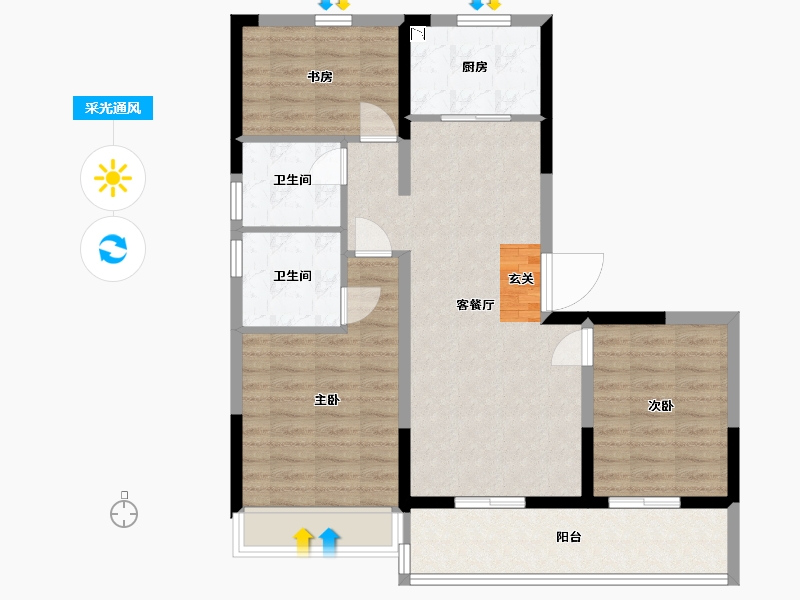 浙江省-舟山市-宋都・悦宸府-88.00-户型库-采光通风