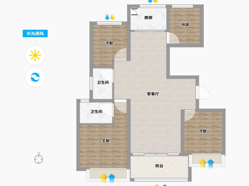 浙江省-温州市-华侨城欢乐天地-100.80-户型库-采光通风