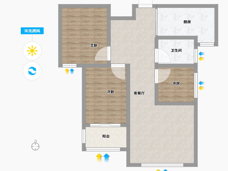 山东省-淄博市-金鼎华郡-87.00-户型库-采光通风