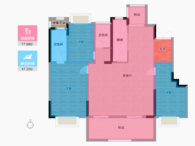 江苏省-常州市-美的・翰林府-113.07-户型库-动静分区