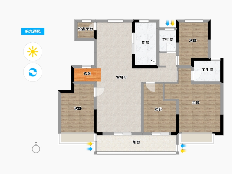 江苏省-常州市-桃李东方-113.90-户型库-采光通风