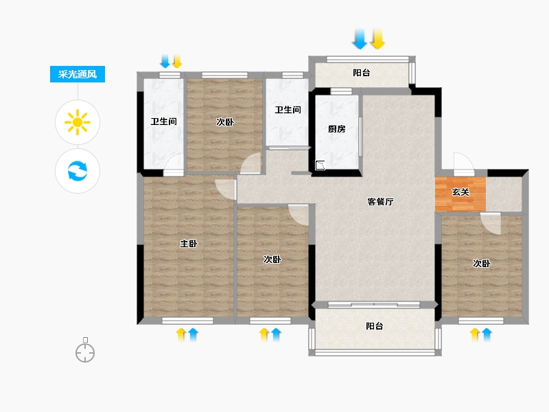 四川省-雅安市-碧桂园四川雅安天全县天玺湾-117.91-户型库-采光通风