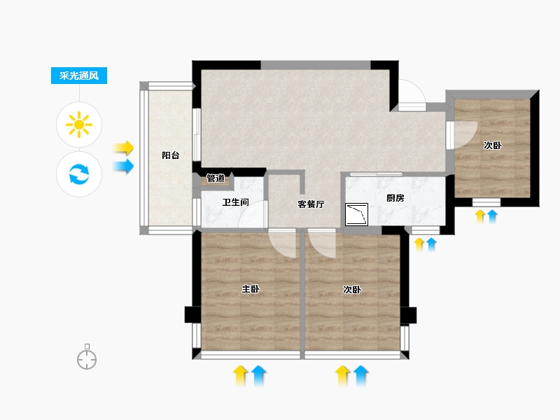 广西壮族自治区-南宁市-金成江南壹品-58.16-户型库-采光通风