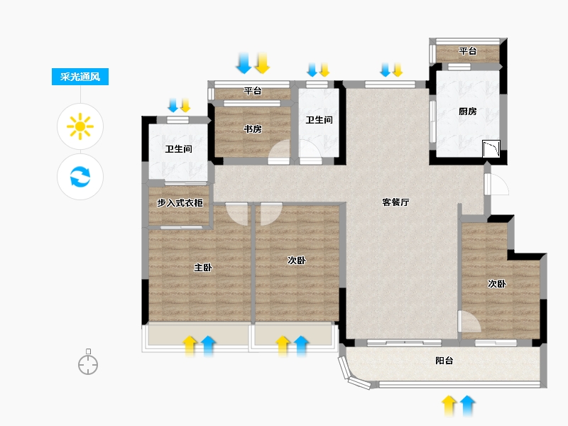 浙江省-温州市-温州龙湖天钜-114.87-户型库-采光通风