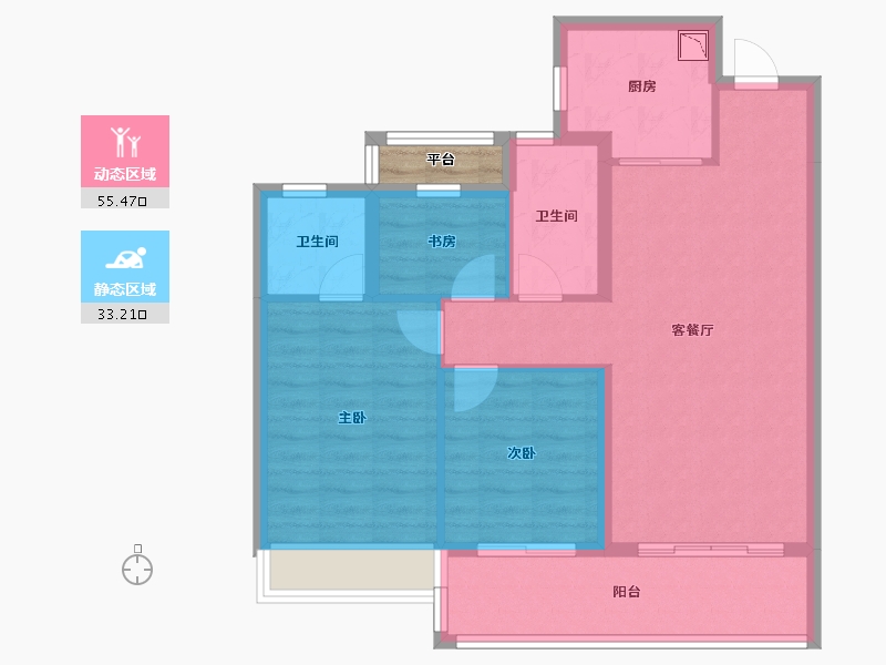 浙江省-温州市-龙湖龙誉城-81.07-户型库-动静分区