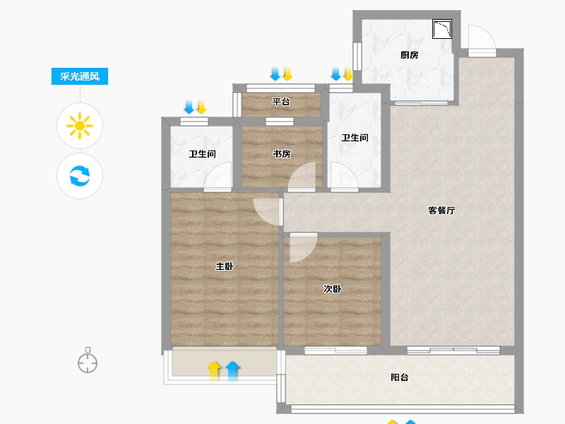 浙江省-温州市-龙湖龙誉城-81.07-户型库-采光通风