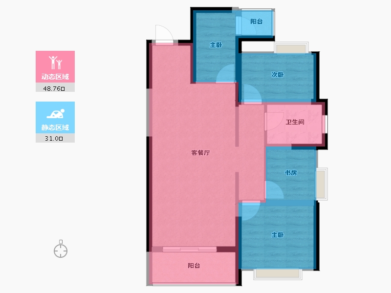 青海省-西宁市-紫薇・东进-71.39-户型库-动静分区