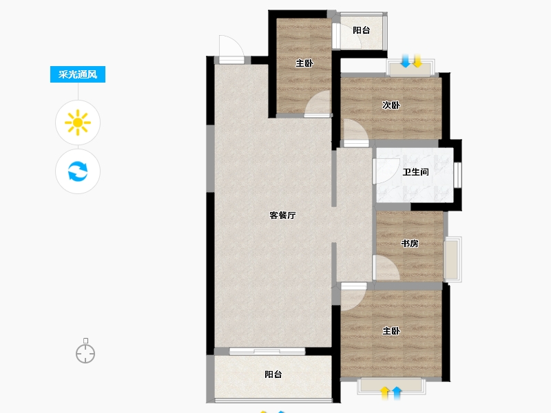 青海省-西宁市-紫薇・东进-71.39-户型库-采光通风