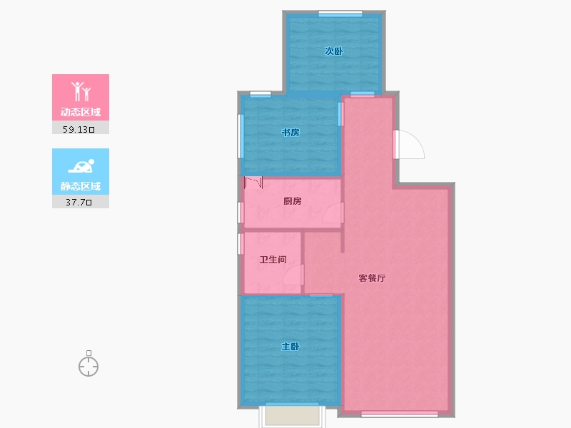 黑龙江省-哈尔滨市-哈尔滨融创城・领域-87.34-户型库-动静分区