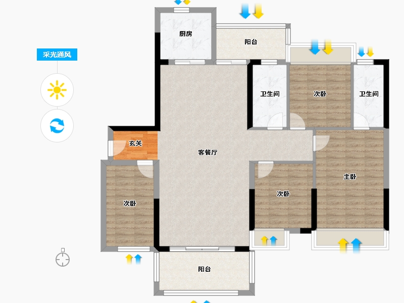 广东省-湛江市-世纪华苑-126.85-户型库-采光通风