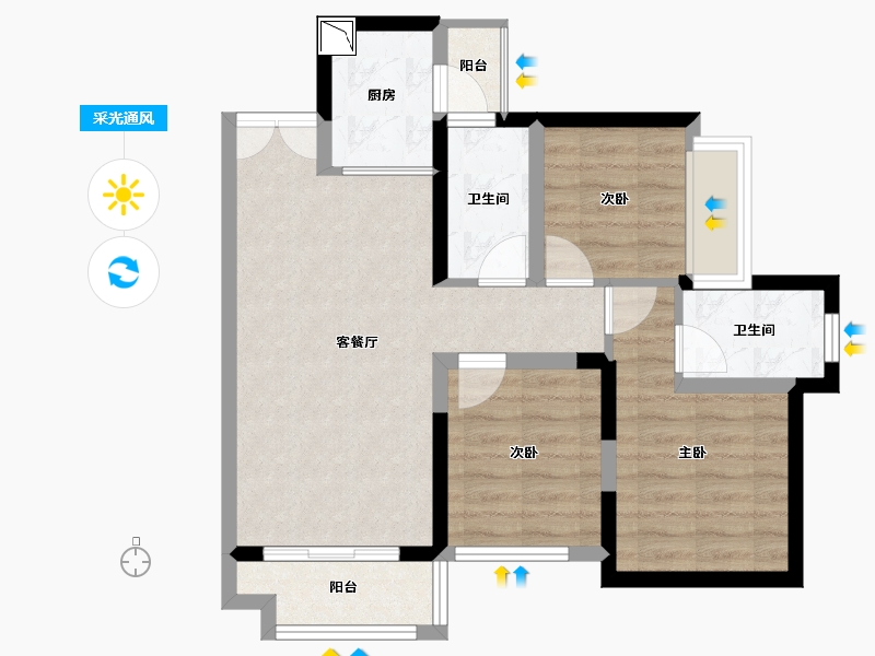 广东省-深圳市-麟恒中心广场-64.94-户型库-采光通风