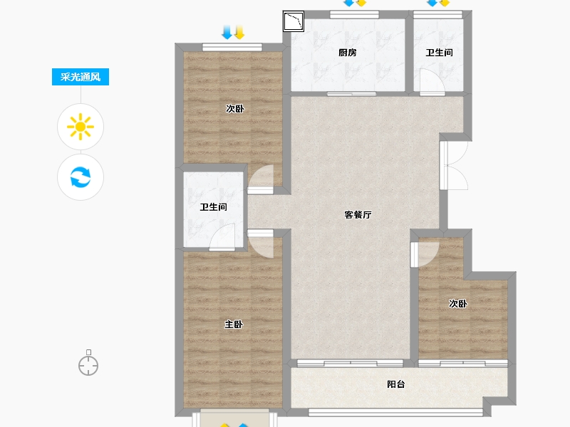 山东省-潍坊市-金色阳光-97.16-户型库-采光通风