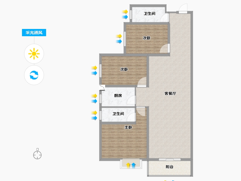 河南省-平顶山市-康旭东城-135.01-户型库-采光通风