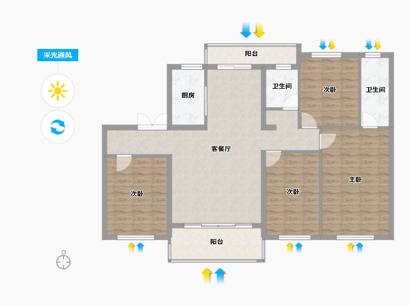 贵州省-铜仁市-尊龙世纪城-118.78-户型库-采光通风