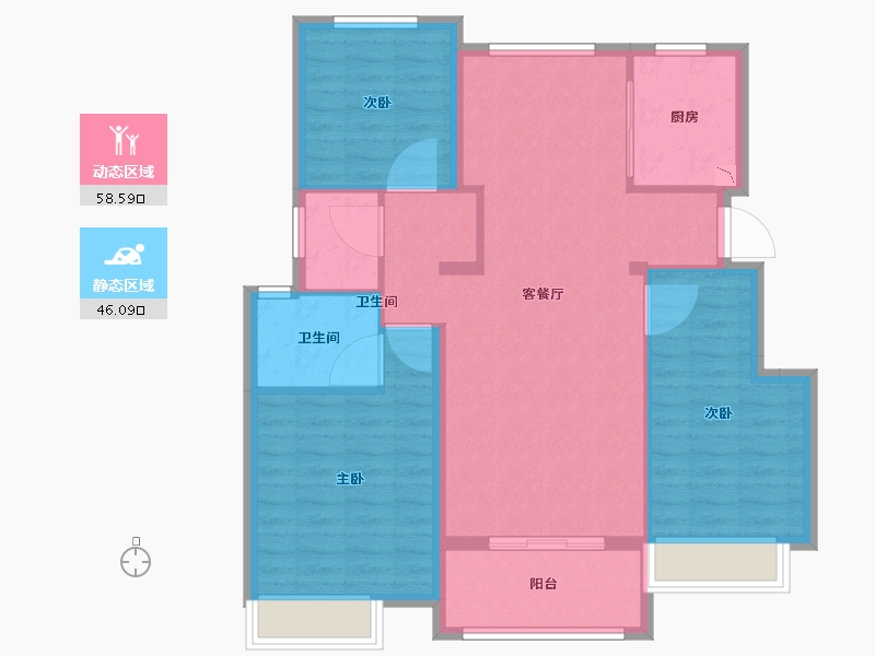 安徽省-滁州市-力宝铂金府-94.69-户型库-动静分区