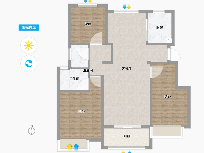 安徽省-滁州市-力宝铂金府-94.69-户型库-采光通风