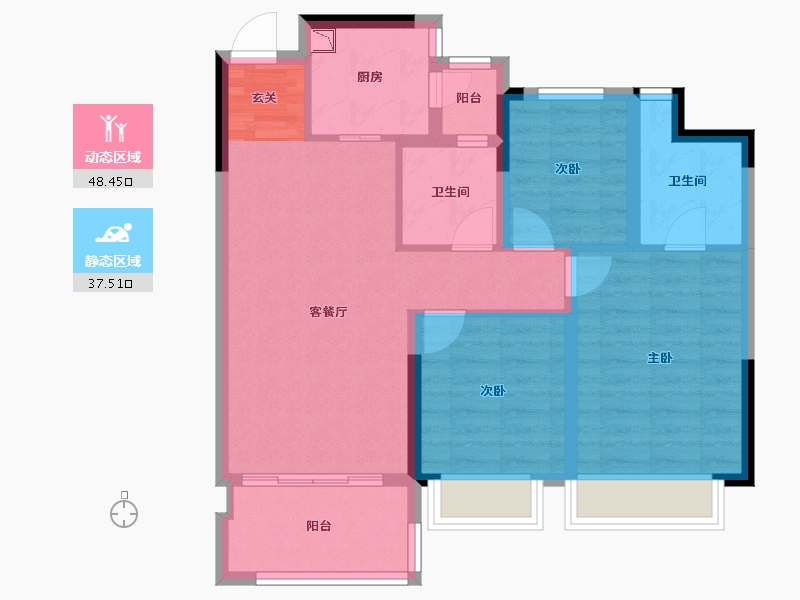 四川省-成都市-中梁壹号院项目-76.16-户型库-动静分区