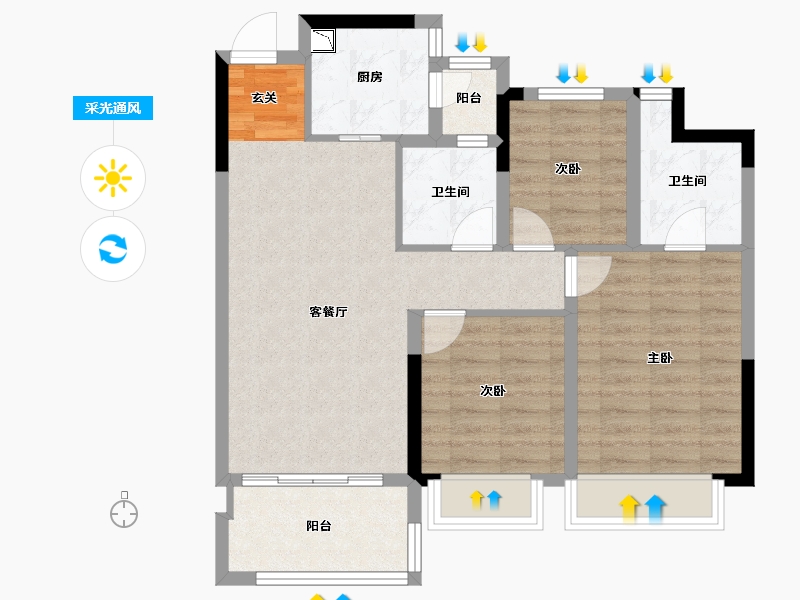 四川省-成都市-中梁壹号院项目-76.16-户型库-采光通风