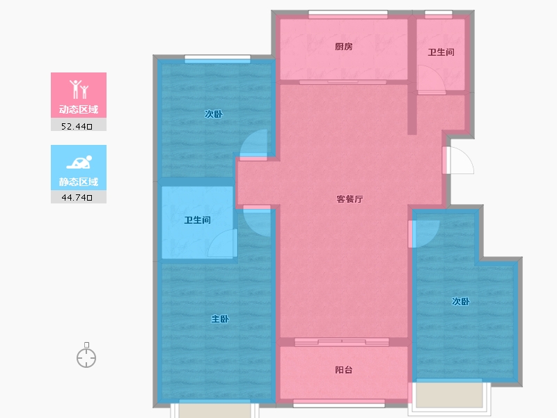 山东省-聊城市-瑞利・昌庭花园-86.66-户型库-动静分区