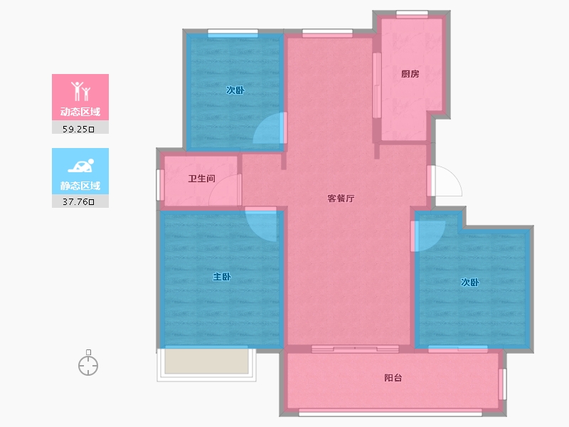 山东省-聊城市-星光・�Z园-87.21-户型库-动静分区