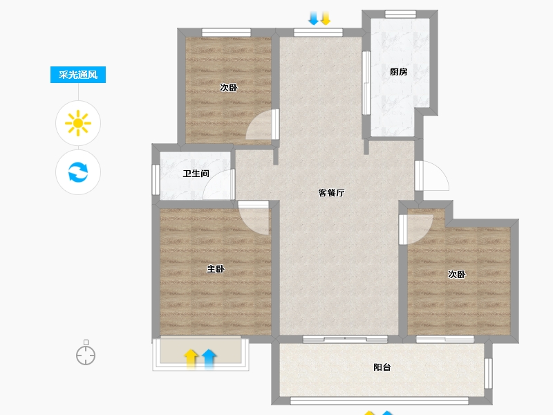 山东省-聊城市-星光・�Z园-87.21-户型库-采光通风