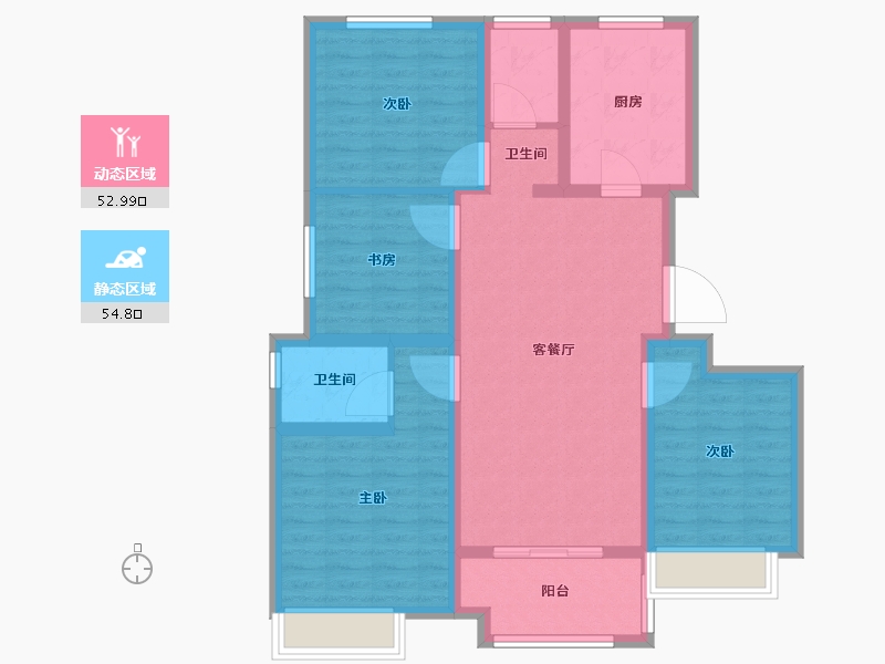 山东省-聊城市-星光・�Z园-96.00-户型库-动静分区