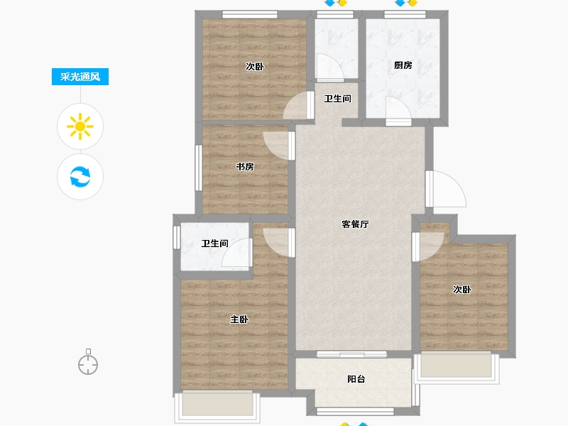 山东省-聊城市-星光・�Z园-96.00-户型库-采光通风