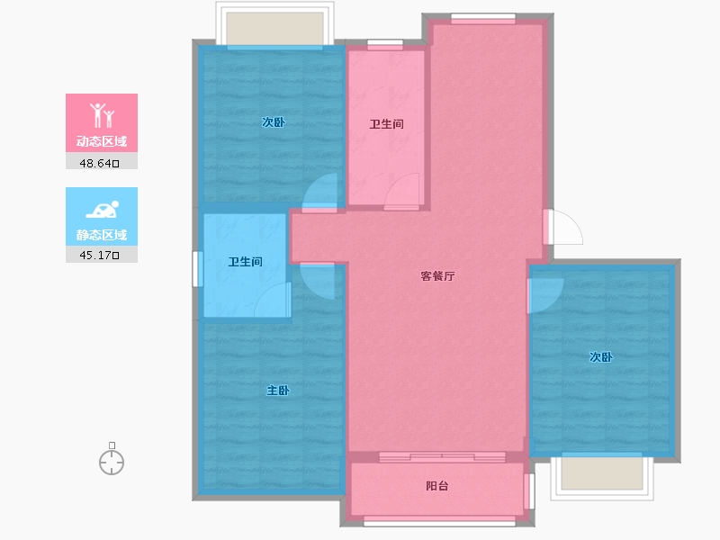 青海省-海南藏族自治州-香江・温泉人家-85.41-户型库-动静分区