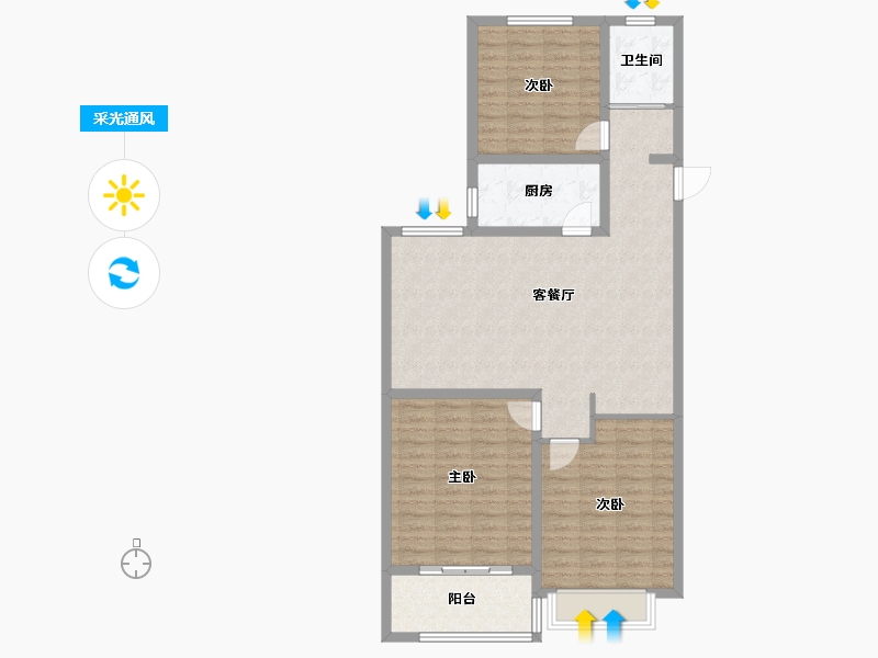 山东省-聊城市-学府新城-101.46-户型库-采光通风