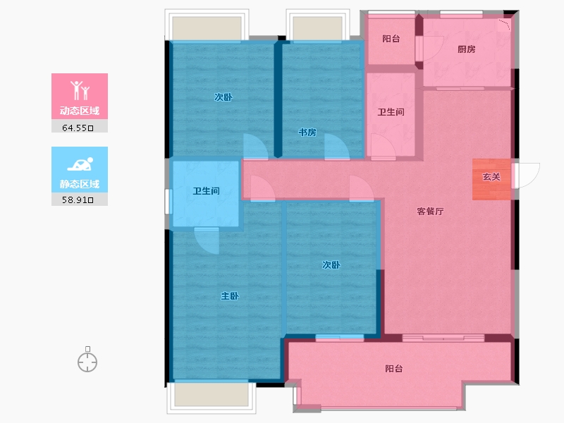 湖南省-长沙市-浏阳恒大华府-111.78-户型库-动静分区