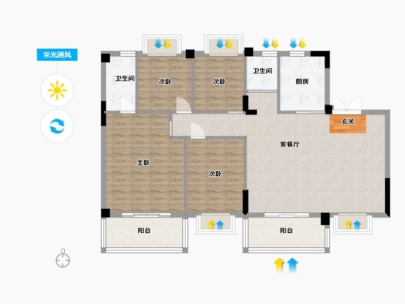 广西壮族自治区-贺州市-碧桂园滨江一号-116.34-户型库-采光通风