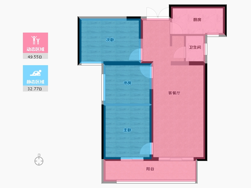 陕西省-咸阳市-鑫苑・又一程-73.51-户型库-动静分区