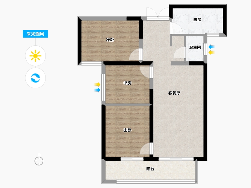 陕西省-咸阳市-鑫苑・又一程-73.51-户型库-采光通风