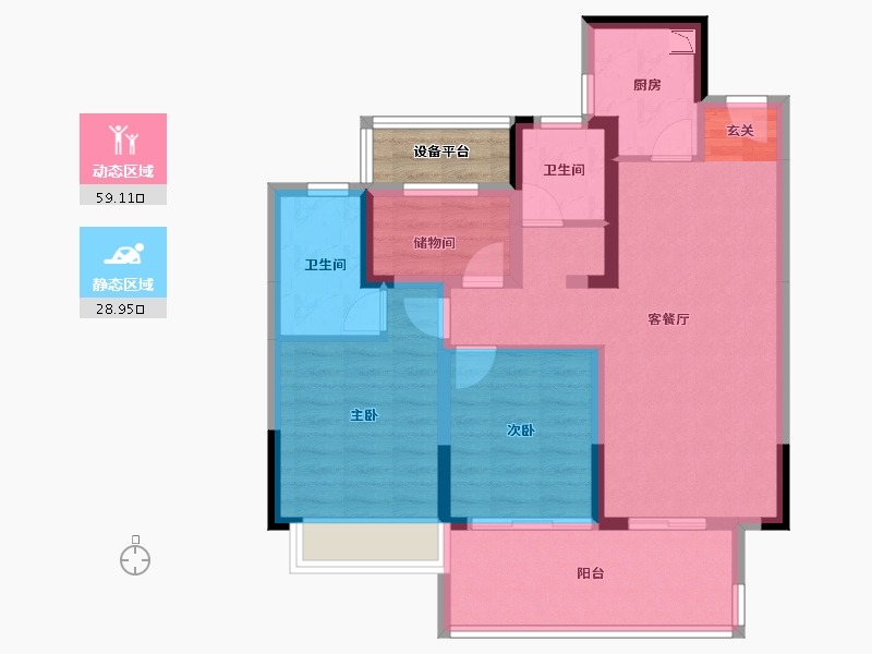 安徽省-亳州市-圣桦·锦江天玺-80.44-户型库-动静分区