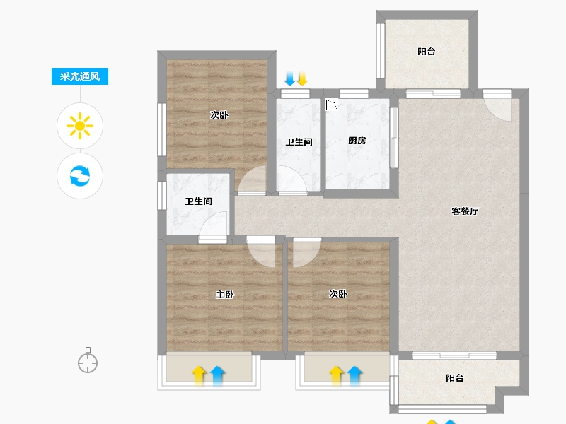 青海省-海南藏族自治州-保利中央海岸-77.25-户型库-采光通风