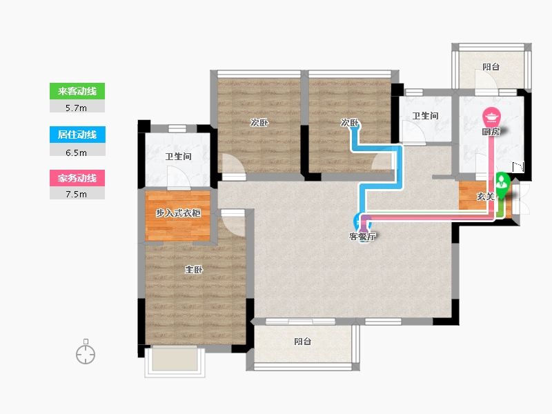 四川省-成都市-百悦国际社区相寓-89.55-户型库-动静线