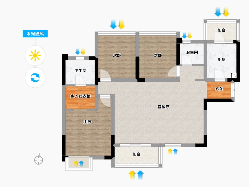 四川省-成都市-百悦国际社区相寓-89.55-户型库-采光通风