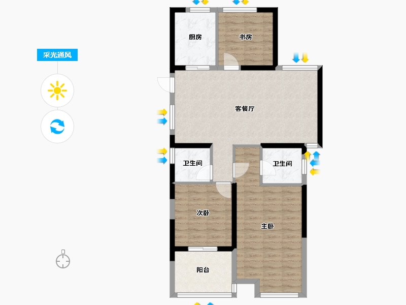 浙江省-嘉兴市-滨江万家花城-88.04-户型库-采光通风