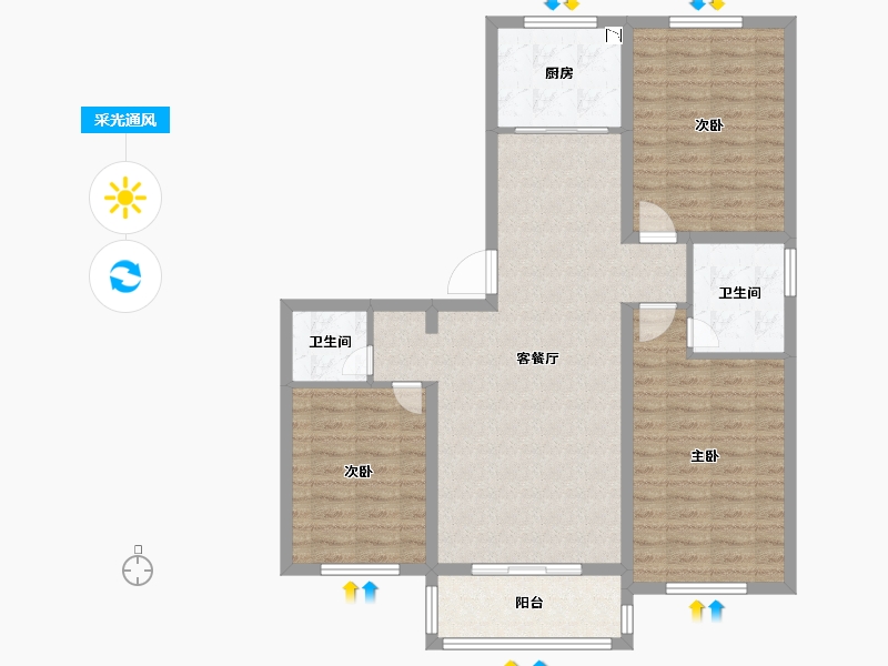 河北省-邢台市-中湖熙公馆-99.99-户型库-采光通风