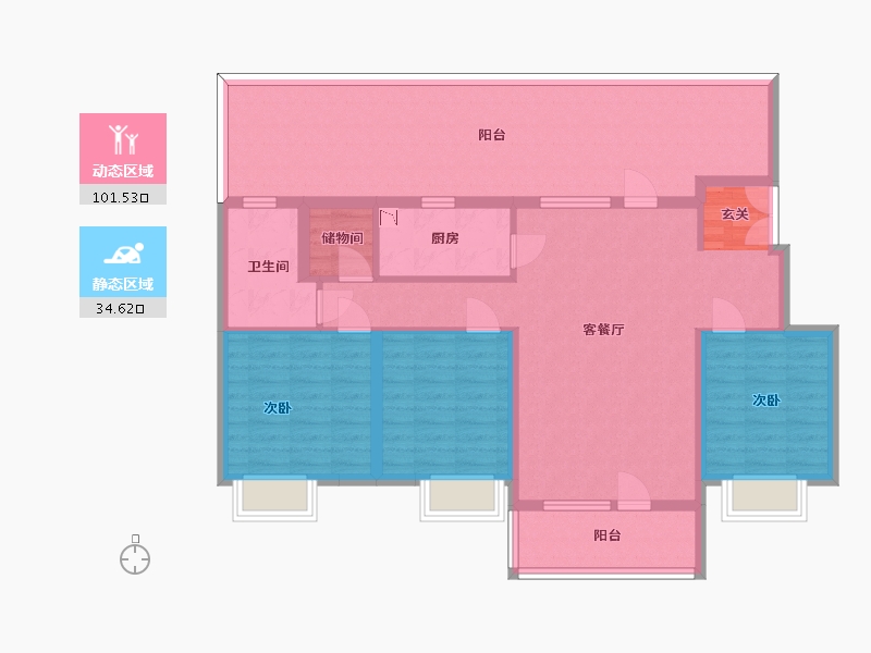 吉林省-长春市-华润置地长安里-121.89-户型库-动静分区